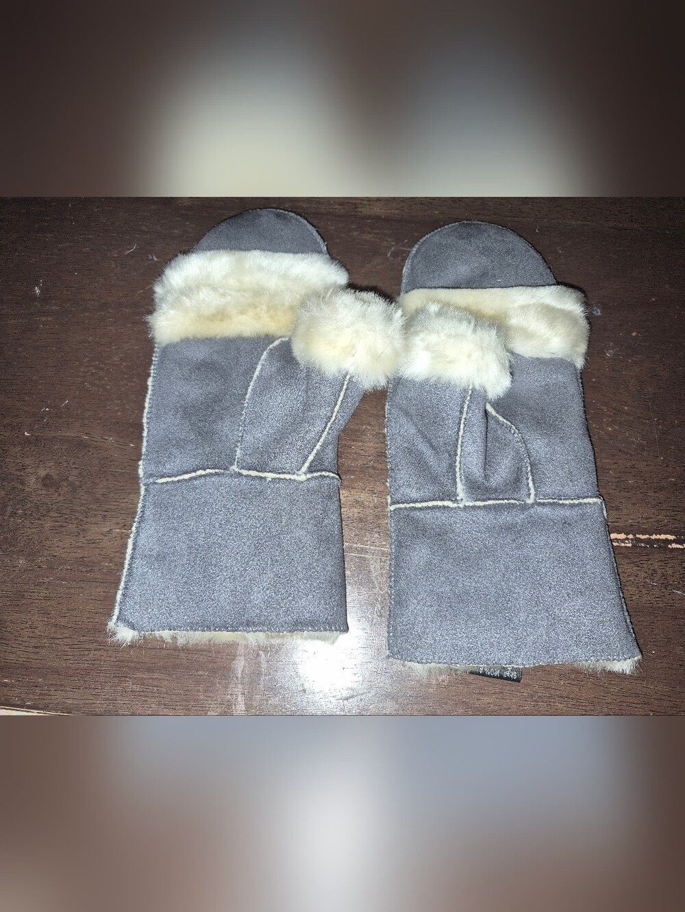 Surell Gray and Cream Plush Lined Gloves